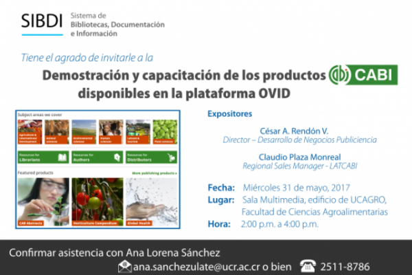 Demostración y capacitación de los productos CABI disponibles en la plataforma OVID